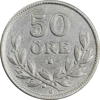 سکه 50 اوره 1928 گوستاو پنجم - EF40 - سوئد