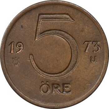 سکه 5 اوره 1973 گوستاو ششم - EF45 - سوئد