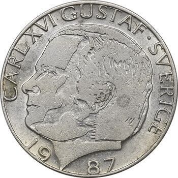 سکه 1 کرون 1987 کارل شانزدهم گوستاو - AU55 - سوئد