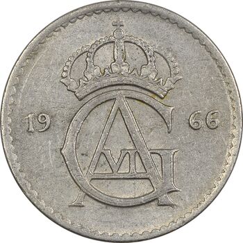 سکه 25 اوره 1966 گوستاو ششم - EF45 - سوئد