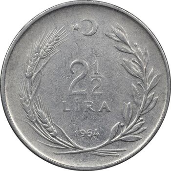 سکه 2-1/2 لیر 1964 جمهوری - EF40 - ترکیه