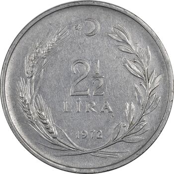 سکه 2-1/2 لیر 1972 جمهوری - EF45 - ترکیه