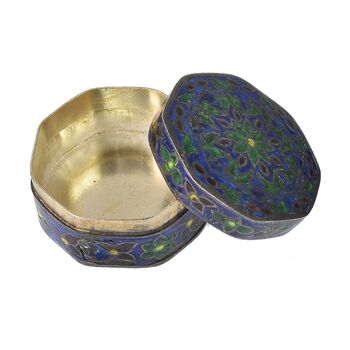 جعبه جواهرات نقره طرح گل با میناکاری - کد 031223