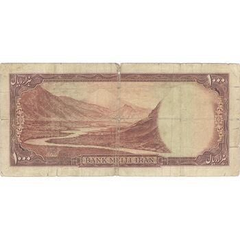 اسکناس 1000 ریال کوه دماوند - تک - F12 - محمد رضا شاه