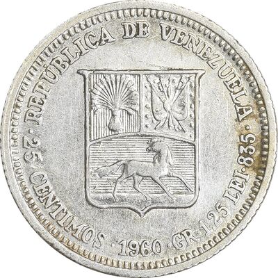 سکه 25 سنتیمو 1960 - EF45 - ونزوئلا