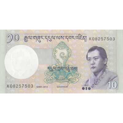 اسکناس 10 نگولتروم 2013 جیگمی خسار نامگیال وانگچوک - تک - UNC63 - بوتان