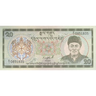 اسکناس 20 نگولتروم بدون تاریخ(1986-1992) - امضای (آشی سونام وانگچوک) جیگمه سینگیه وانگچوک - تک - UNC63 - بوتان