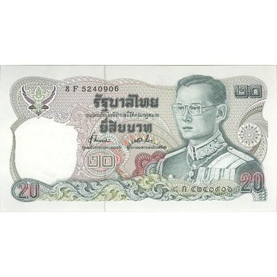 اسکناس 20 بات 2524 (1981) بومیپول آدولیاده - نیمانامهیندا-سوناکو - تک - UNC63 - تایلند