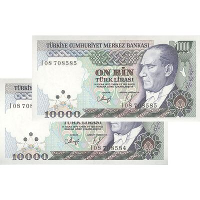 اسکناس 10000 لیره بدون تاریخ (1993) جمهوری - جفت - UNC63 - ترکیه