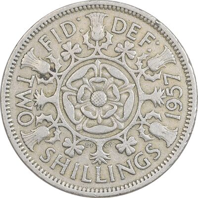 سکه 2 شیلینگ 1957 الیزابت دوم - EF40 - انگلستان