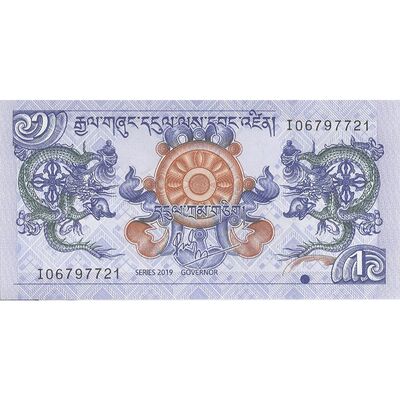 اسکناس 1 نگولتروم 2019 جیگمی خسار نامگیال وانگچوک - تک - UNC64 - بوتان