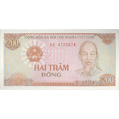 اسکناس 200 دانگ 1987 (شماره سریال بزرگ) جمهوری سوسیالیستی - تک - UNC63 - ویتنام