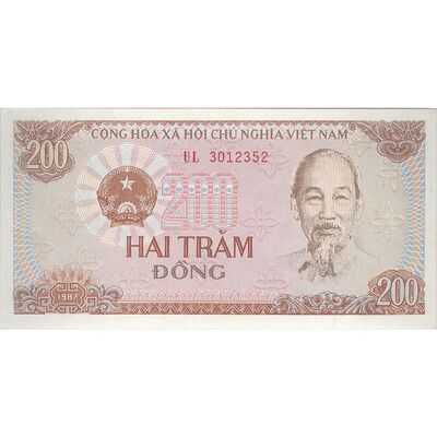 اسکناس 200 دانگ 1987 (شماره سریال کوچک) جمهوری سوسیالیستی - تک - UNC63 - ویتنام