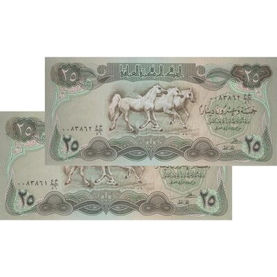 اسکناس 25 دینار 1981 جمهوری - جفت - UNC63 - عراق