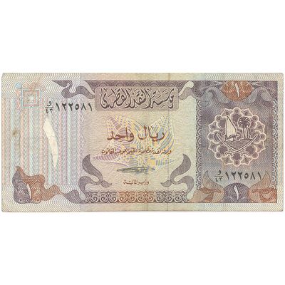 اسکناس 1 ریال بدون تاریخ (1985) حمد بن خلیفه آل ثانی - تک - VF35 - قطر