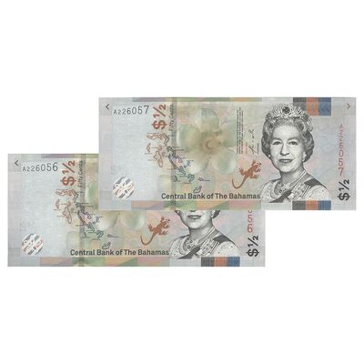 اسکناس 50 سنت 2019 الیزابت دوم - جفت - UNC64 - باهاما