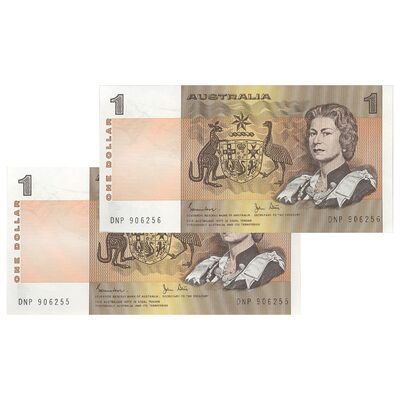 اسکناس 1 دلار بدون تاریخ (1974-1984) الیزابت دوم - جفت - UNC64 - استرالیا