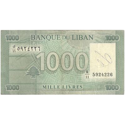 اسکناس 1000 لیره 2012 جمهوری - تک - VF - لبنان