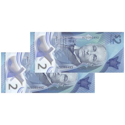اسکناس 2 دلار 2022 جمهوری - جفت - UNC65 - باربادوس