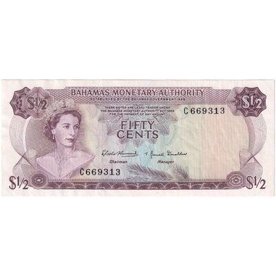 اسکناس 50 سنت 1968 الیزابت دوم - تک - AU - باهاما