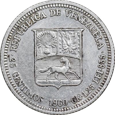 سکه 25 سنتیمو 1960 - EF45 - ونزوئلا