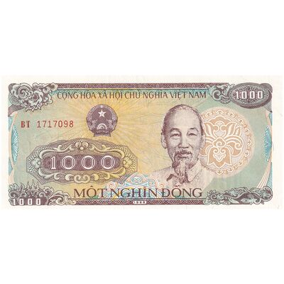 اسکناس 1000 دانگ 1988جمهوری سوسیالیستی - شماره سریال بزرگ - تک - UNC63 - ویتنام