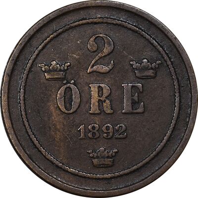 سکه 2 اوره 1892 اسکار دوم - EF40 - سوئد