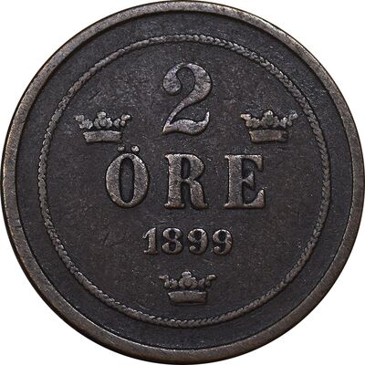 سکه 2 اوره 1899 اسکار دوم - EF45 - سوئد
