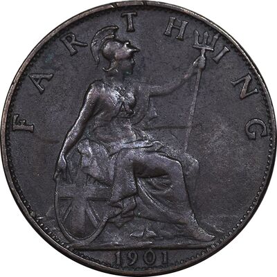 سکه 1 فارتینگ 1901 ویکتوریا - EF40 - انگلستان