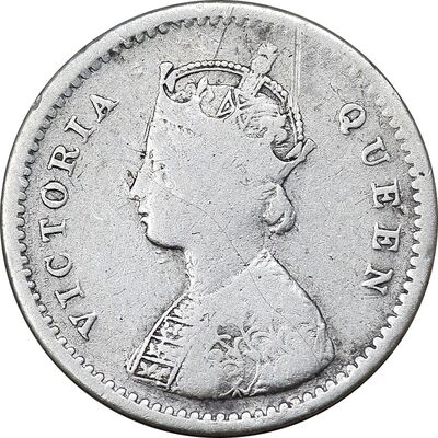 سکه 2 آنه 1874 ویکتوریا - VF30 - هند
