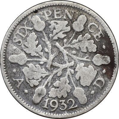 سکه 6 پنس 1932 جرج پنجم - VF30 - انگلستان