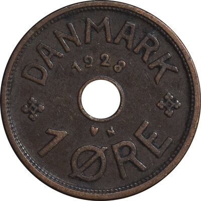 سکه 1 اوره 1928 کریستیان دهم - EF45 - دانمارک
