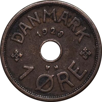 سکه 1 اوره 1928 کریستیان دهم - EF40 - دانمارک