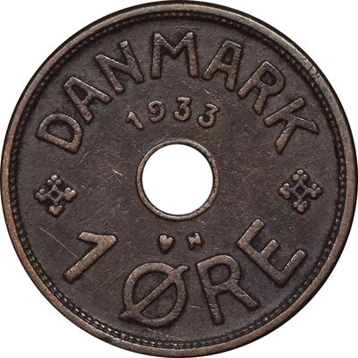 سکه 1 اوره 1933 کریستیان دهم - EF45 - دانمارک