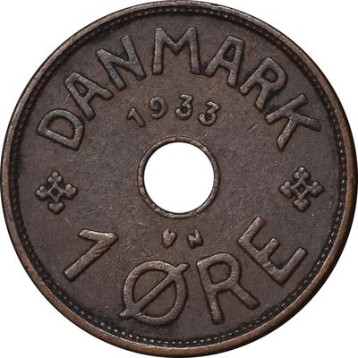 سکه 1 اوره 1933 کریستیان دهم - EF45 - دانمارک