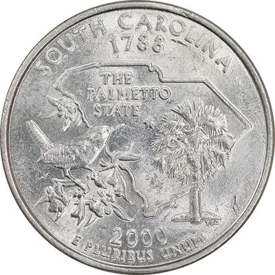 سکه کوارتر دلار 2000P ایالتی - کارولینای جنوبی - MS61 - آمریکا