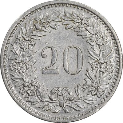 سکه 20 راپن 1971 دولت فدرال - MS61 - سوئیس