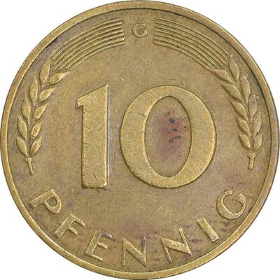 سکه 10 فینیگ 1950G جمهوری فدرال - EF45 - آلمان