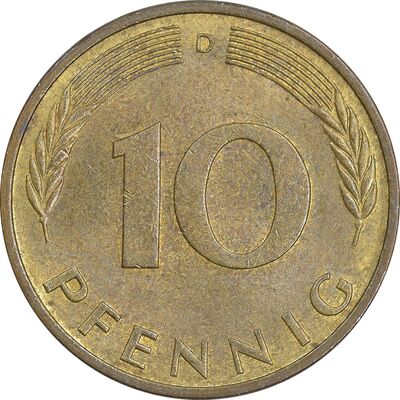 سکه 10 فینیگ 1972D جمهوری فدرال - MS61 - آلمان