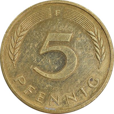 سکه 5 فینیگ 1992F جمهوری فدرال - EF45 - آلمان