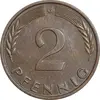 سکه 2 فینیگ 1962G جمهوری فدرال - EF45 - آلمان