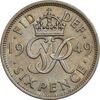 سکه 6 پنس 1949 جرج ششم - AU50 - انگلستان سکه 6 پنس 1949 جرج ششم - AU50 - انگلستان