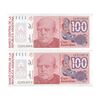 اسکناس 100 آئوسترال بدون تاریخ (1989-1990) جمهوری فدرال - RDP, JGF² - جفت - UNC64 - آرژانتین