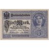 اسکناس 5 مارک 1917 ویلیام دوم - تک - UNC62 - آلمان