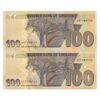 اسکناس 100 دلار 2020 جمهوری - جفت - UNC62 - زیمبابوه