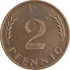 سکه 2 فینیگ 1966D جمهوری فدرال - EF45 - آلمان