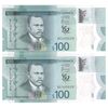 اسکناس 100 دلار 2022 الیزابت دوم - جفت - UNC65 - جامائیکا