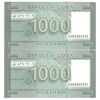 اسکناس 1000 لیره 2016 جمهوری - جفت - AU58 - لبنان
