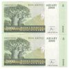 اسکناس 2000 آریاری بدون تاریخ (2015-2017) جمهوری سوم - Rasolofondraibe - جفت - UNC63 - ماداگاسکار