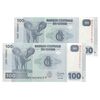 اسکناس 100 فرانک 2022 جمهوری دموکراتیک - جفت - UNC65 - کنگو